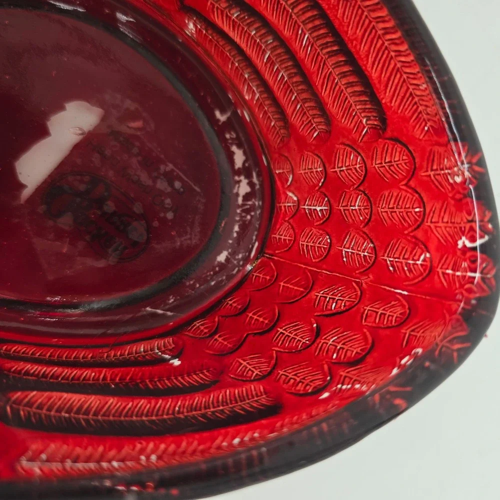 Vintage Cracker Barrel Red Glass Hen on Nest Covered Candy Dish